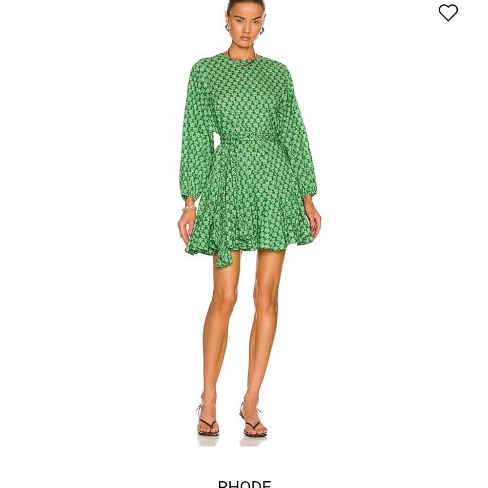 Green Patterned Long Sleeve Dress